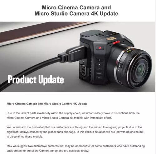 Blackmagic: Sicherheitswarnung fr Resolve und Produktionstopp fr Micro Cinema Camera/Studio Camera 4K